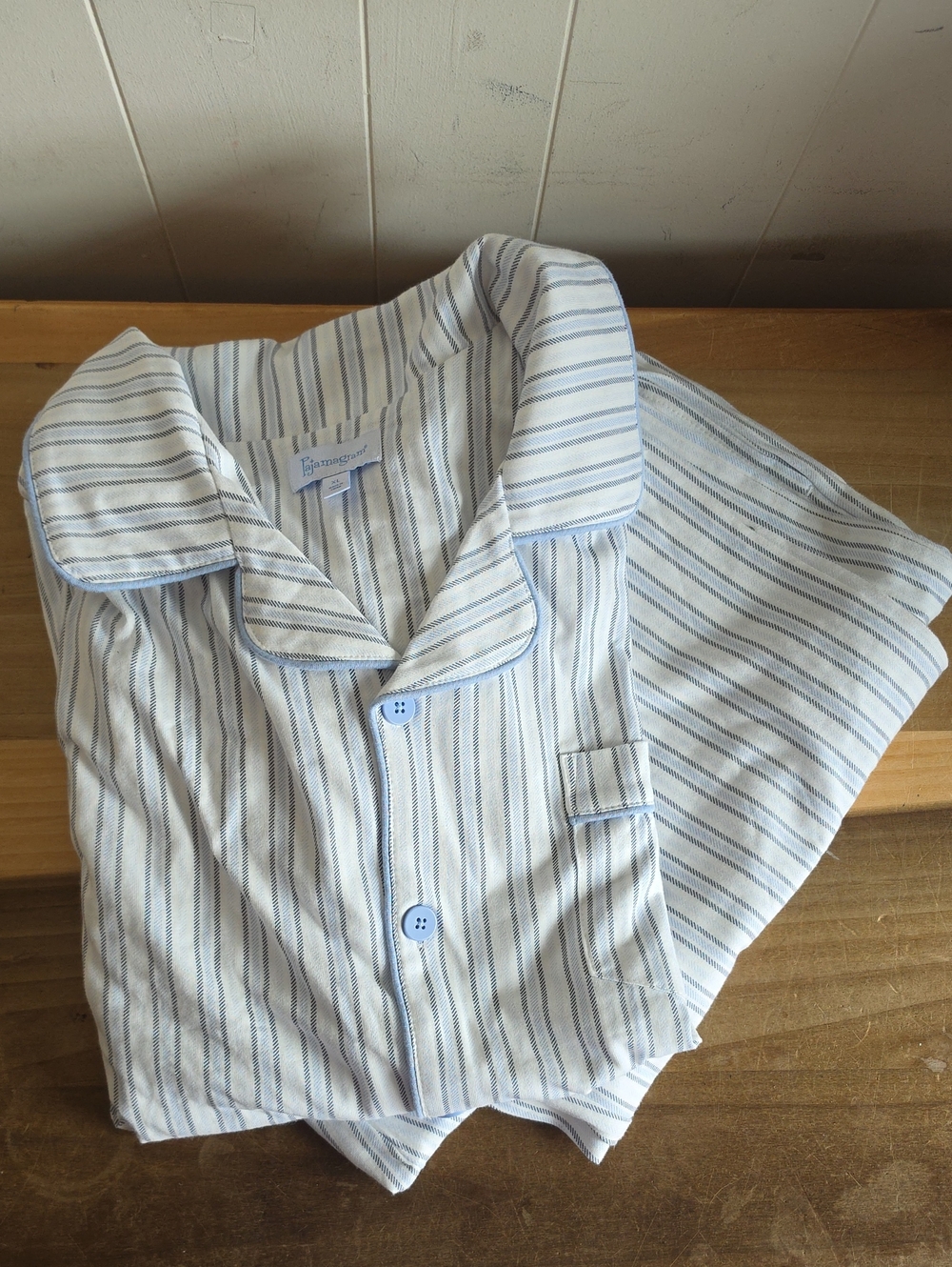 NWTs Pajamagrams Striped Cotton Pajama Set Men's XL Blue And White